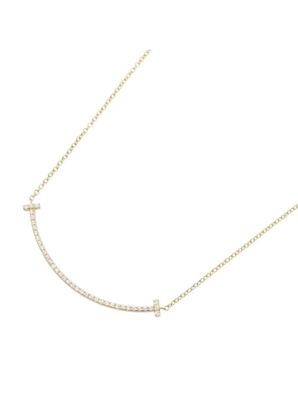 Tiffany & Co Necklace T Smile Small Diamond 40.5 18k